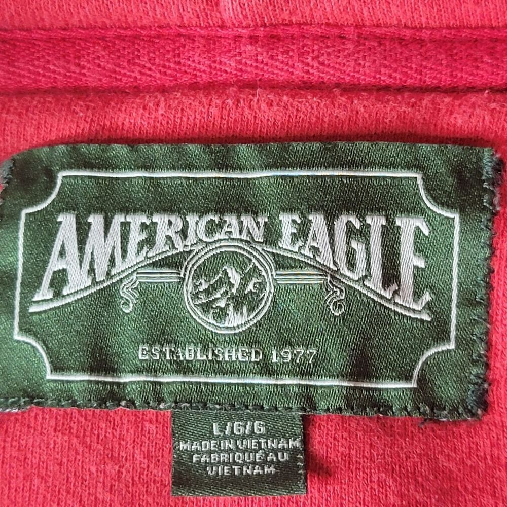 American Eagle Y2K Red White Spell Out Cozy Heavy Hooded Sweatshirt Pocket - Picture 11 of 13